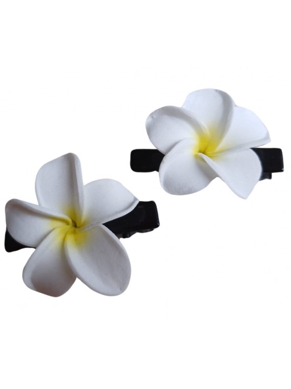 Paire pince croco  à cheveux  3.50 cm frangipane blanc