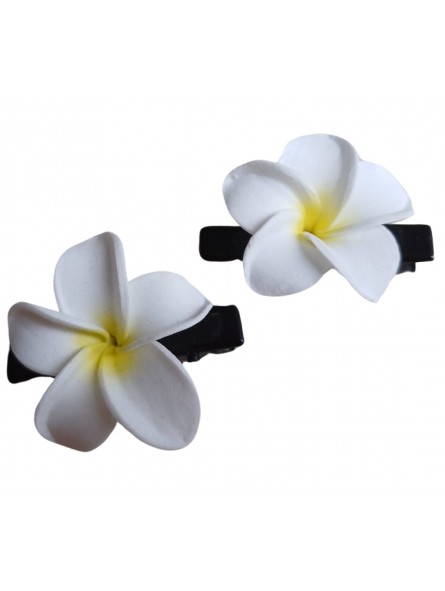 Paire pince croco  à cheveux  3.50 cm frangipane blanc