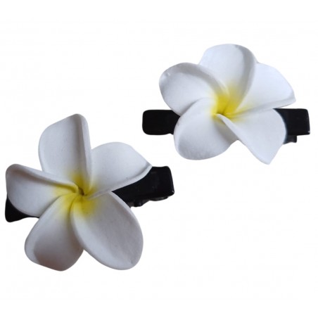 Paire pince croco  à cheveux  3.50 cm frangipane blanc