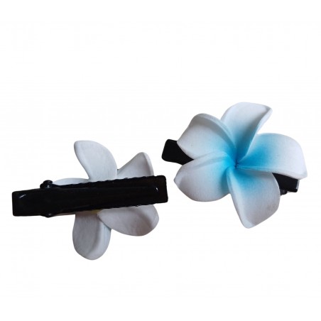 Paire pince croco  à cheveux  3.50 cm frangipane blanc