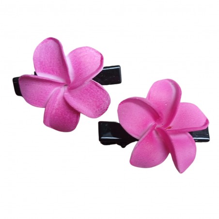 Paire pince croco  à cheveux  3.50 cm frangipane fushia