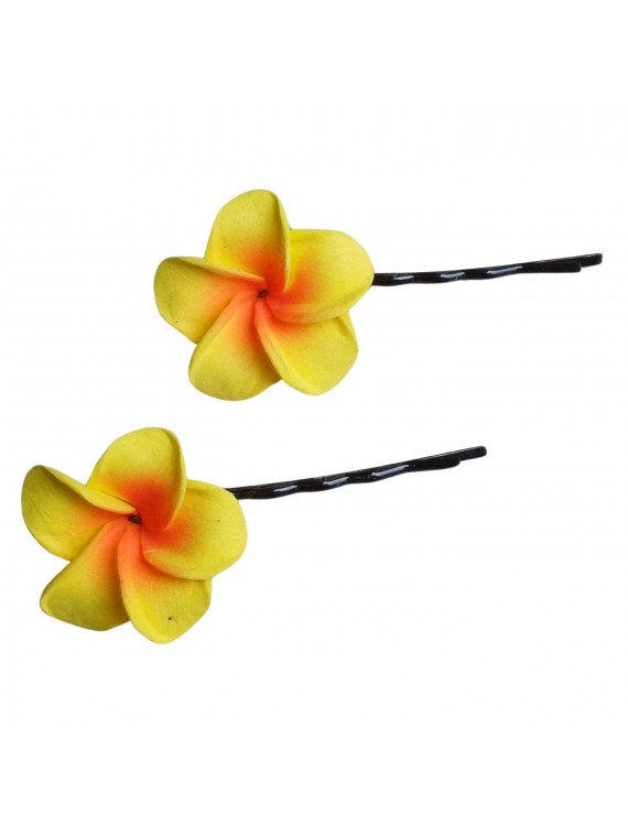 Barrettes à cheveux fleurs jaune pour enfant