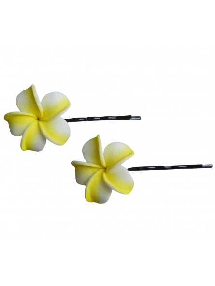 Barrettes à cheveux fleurs jaune claire pour enfant