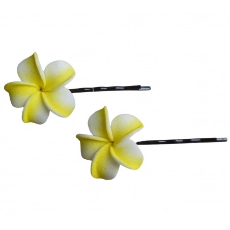 Barrettes à cheveux fleurs jaune claire pour enfant