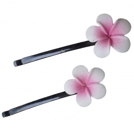Barrettes à cheveux fleurs rose et blanc pour enfant