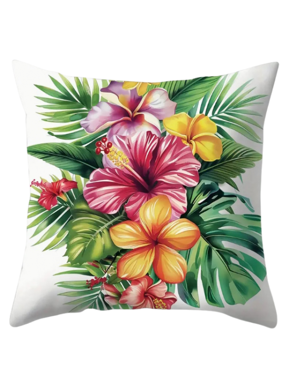 Housse de Coussin Hibiscus et frangipane