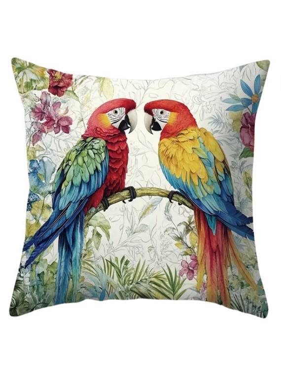 Housse de Coussin double perroquet