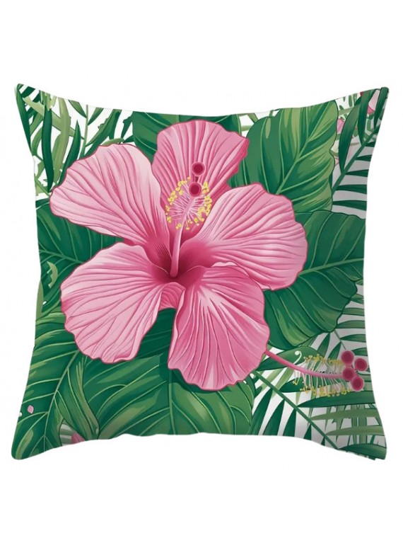 Housse de Coussin gros hibiscus rose
