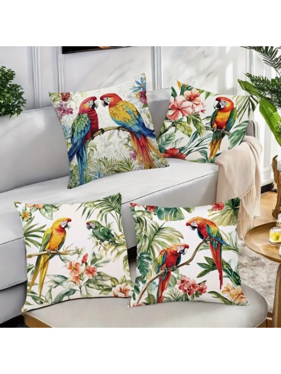 Housse de Coussin double perroquets