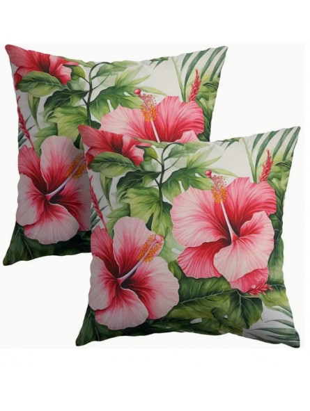 Housse de Coussin double hibiscus rose