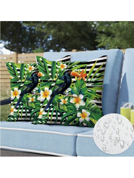 Housse de Coussin jungle et oiseau tropical