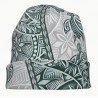 Bonnet crème tattoo tortue vert et argent