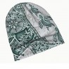 Bonnet crème tattoo tortue vert et argent