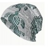 Bonnet crème tattoo tortue vert et argent