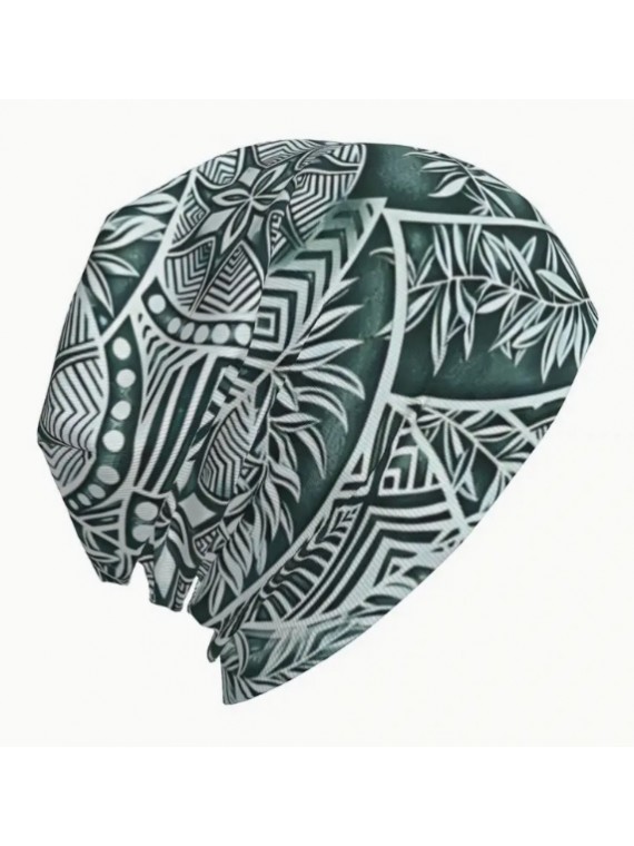 Bonnet crème tattoo tortue vert et argent