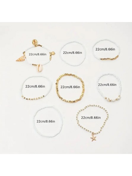 ensemble de 8 bracelets de cheville coquillage