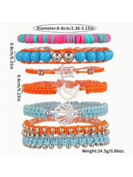 Ensemble de 7 Bracelets charms coquillage, dauphin et tortue