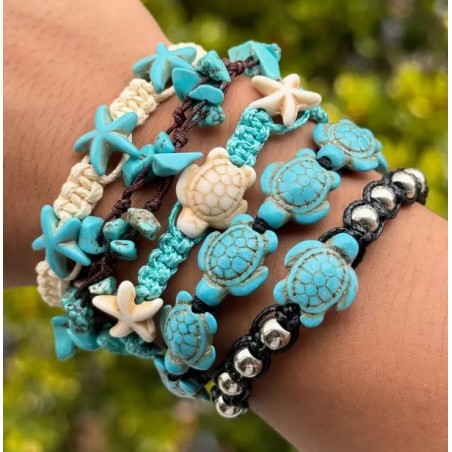 Ensemble de 5 Bracelets Turquoise & Étoile de Mer Tortue