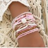 Ensemble de bracelet plage rose Bohème 17 Pièces