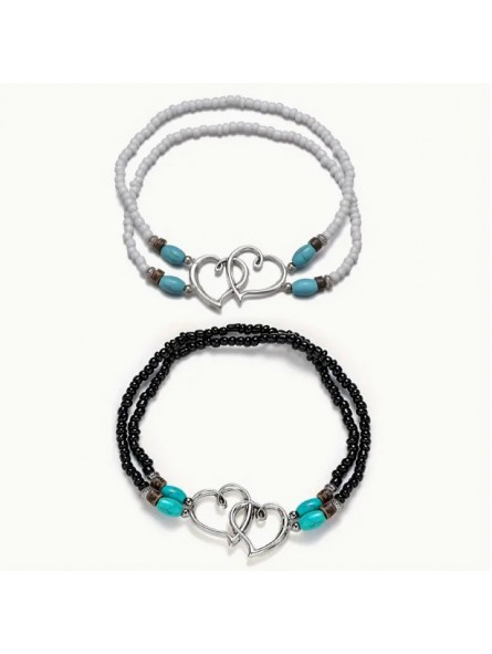 Bracelet de cheville coquillage tissage turquoise