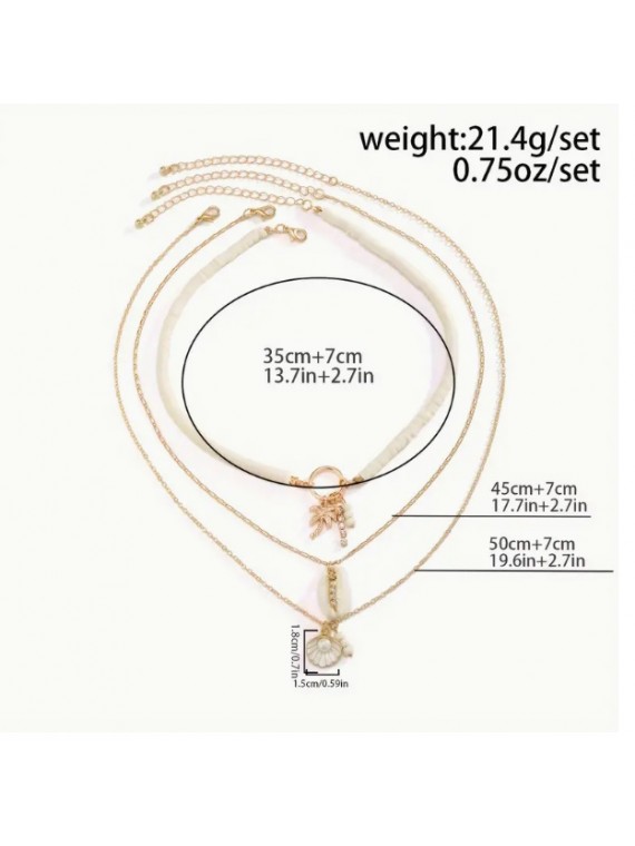 Ensemble de 3 Colliers coquillages et palmier
