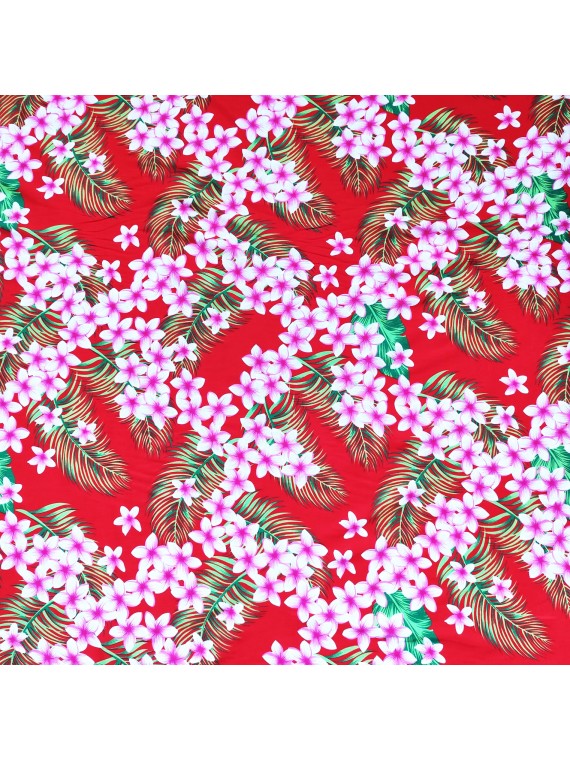 tissu rouge fleurs des îles pour confection