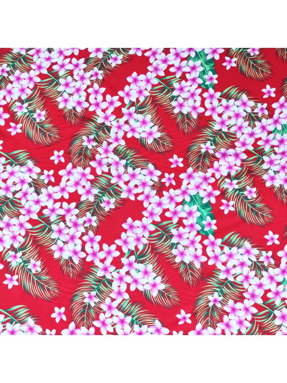 tissu rouge fleurs des îles pour confection