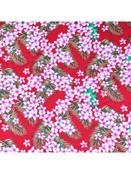 tissu rouge fleurs des îles pour confection