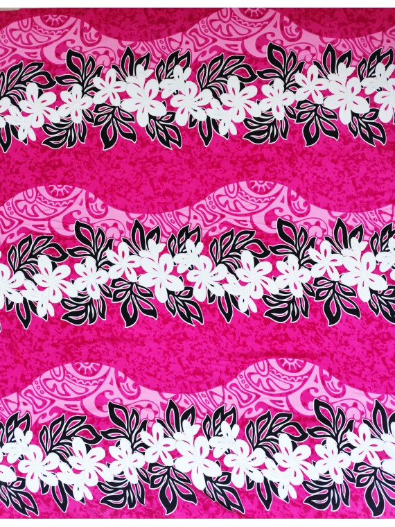Tissu rose lit de fleurs sur vague tatouage