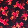 Tissu Noir à fleurs rouge bouquet