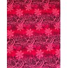 Tissu rouge fleurs de tiaré sur fond tatouage