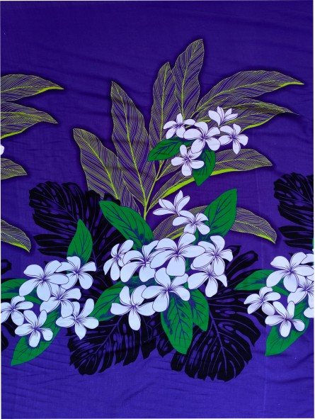 Tissu violet bouquet de frangipane 100% viscose