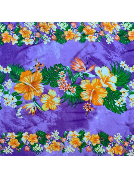Tissu violet frise Hibiscus 70'