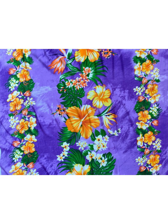 Tissu violet frise Hibiscus 70'