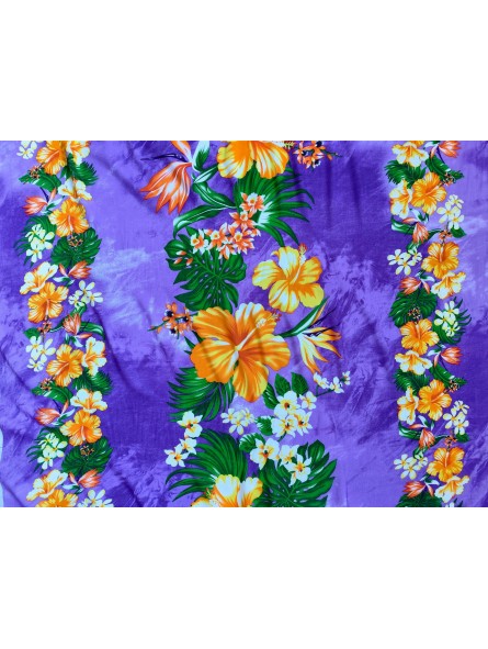 Tissu violet frise Hibiscus 70'