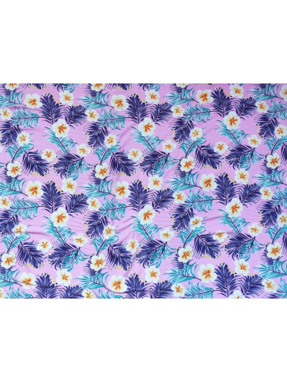 Tissu rose petits Hibiscus