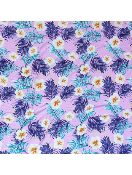 Tissu rose petits Hibiscus