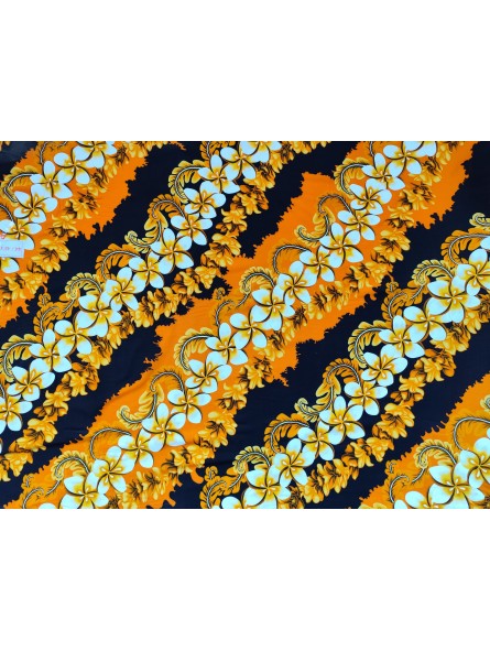 Tissu Noir et orange Couleur Tropique