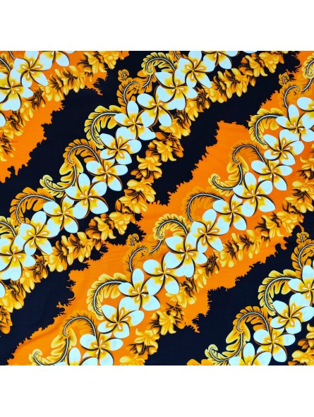 Tissu Noir et orange Couleur Tropique