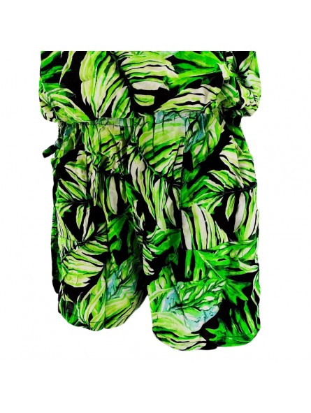 Combi-short Bustier feuillage