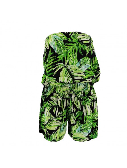 Combi-short Bustier feuillage