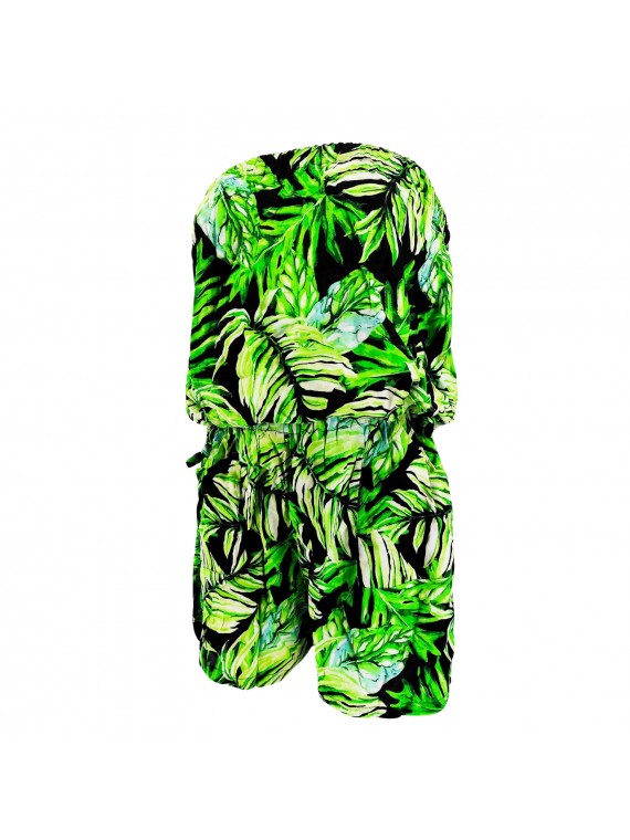 Combi-short Bustier feuillage