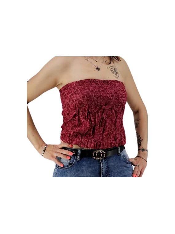 Bustier froncé bordeaux papenoo