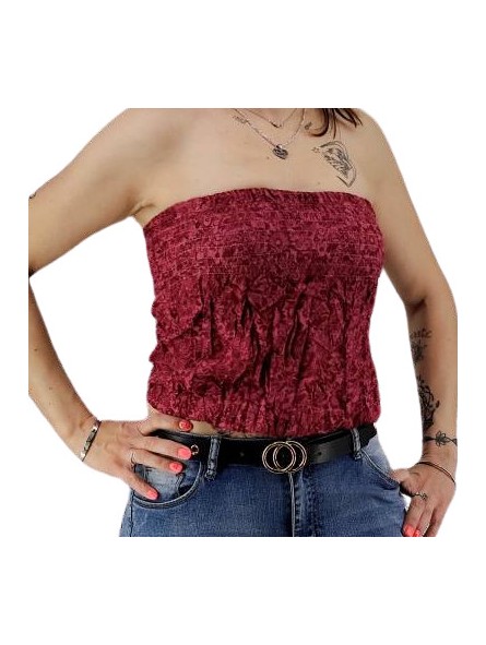 Bustier froncé bordeaux papenoo