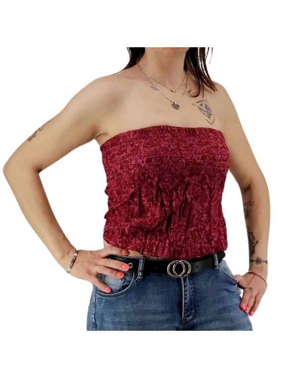 Bustier froncé bordeaux papenoo