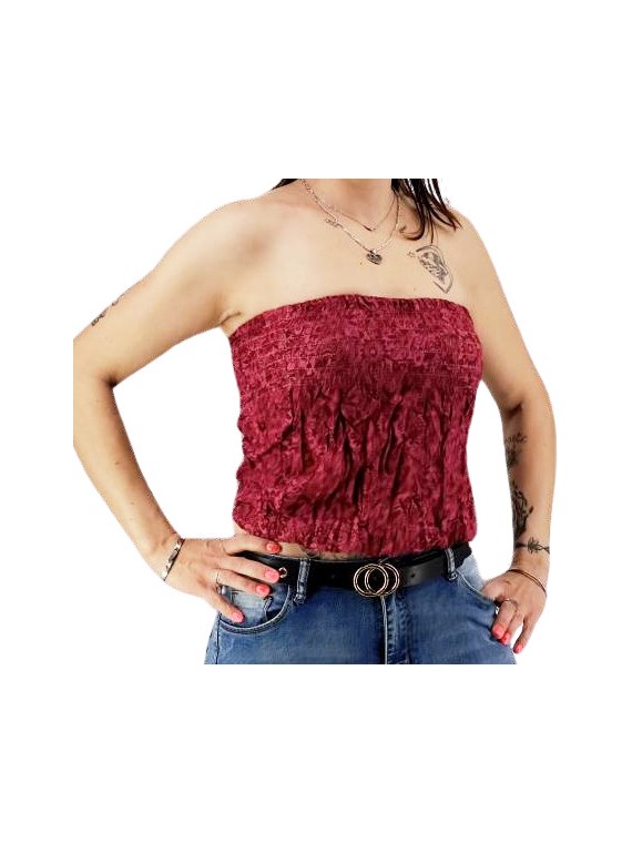 Bustier froncé bordeaux papenoo
