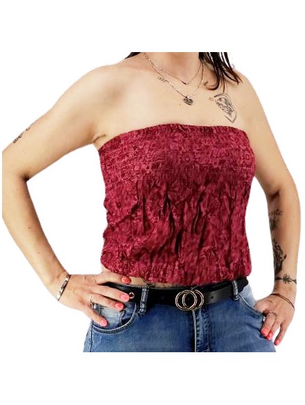 Bustier froncé bordeaux papenoo