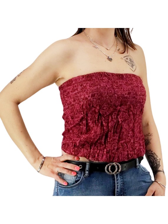 Bustier froncé bordeaux papenoo