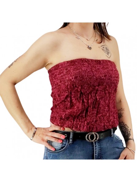 Bustier froncé bordeaux papenoo
