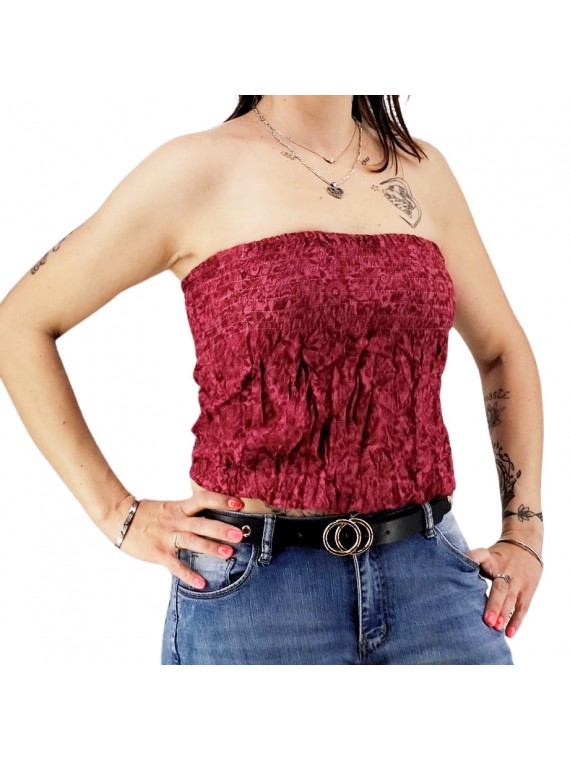 Bustier froncé bordeaux papenoo
